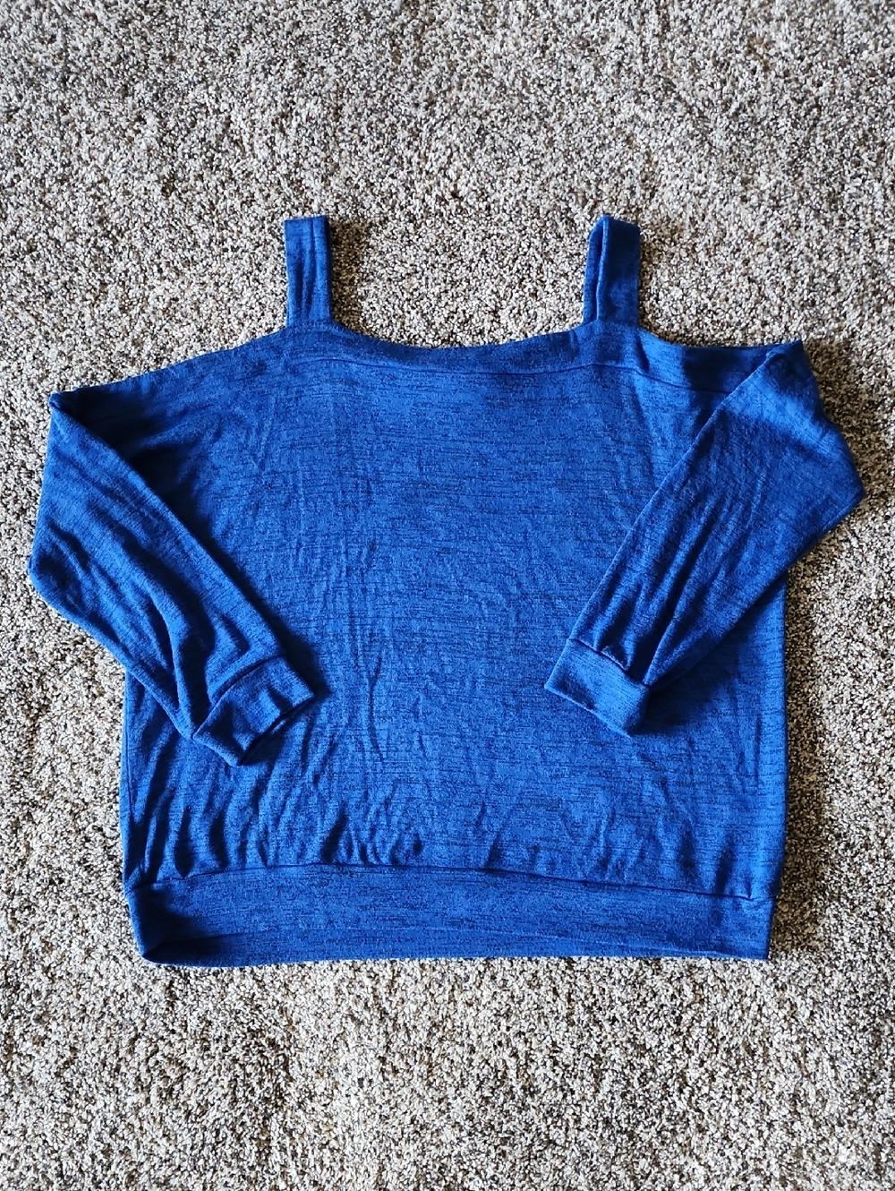 Wallpapher Royal Blue Marled Off-Shoulder Knit Sweater with Straps XL